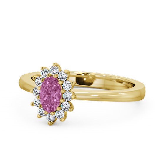  Cluster Pink Sapphire and Diamond 0.52ct Ring 9K Yellow Gold - Louvel GEM12_YG_PS_THUMB2 