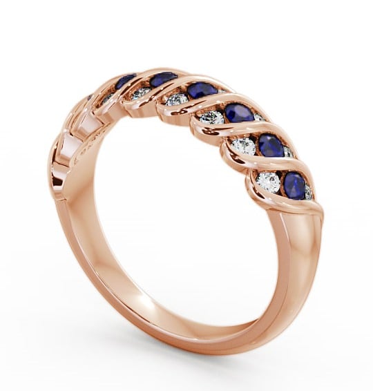 Half Eternity Blue Sapphire and Diamond 0.56ct Ring 9K Rose Gold - Reneta GEM13_RG_BS_THUMB1