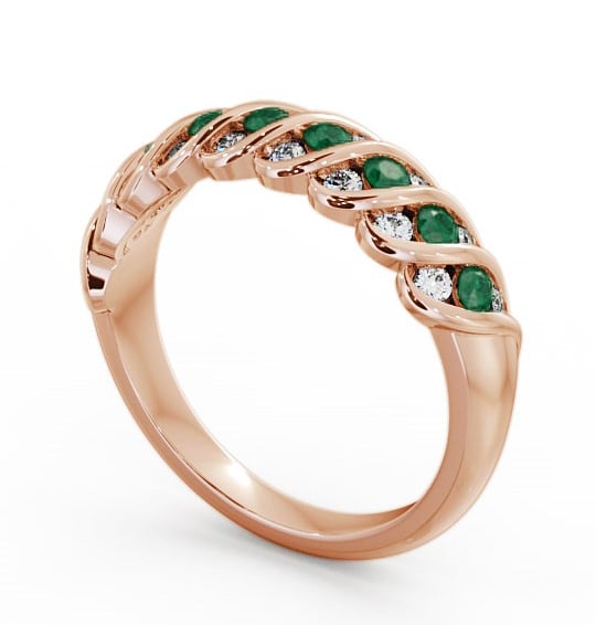 Half Eternity Emerald and Diamond 0.47ct Ring 18K Rose Gold - Reneta GEM13_RG_EM_THUMB1