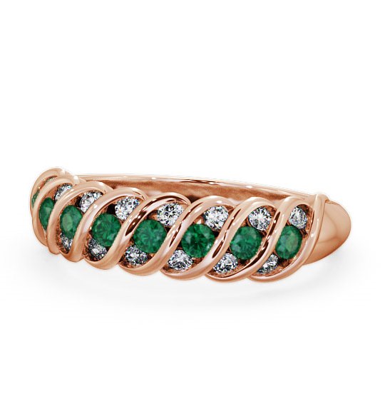  Half Eternity Emerald and Diamond 0.47ct Ring 18K Rose Gold - Reneta GEM13_RG_EM_THUMB2 