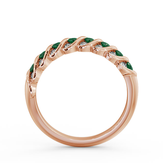 Half Eternity Emerald and Diamond 0.47ct Ring 9K Rose Gold - Reneta GEM13_RG_EM_UP