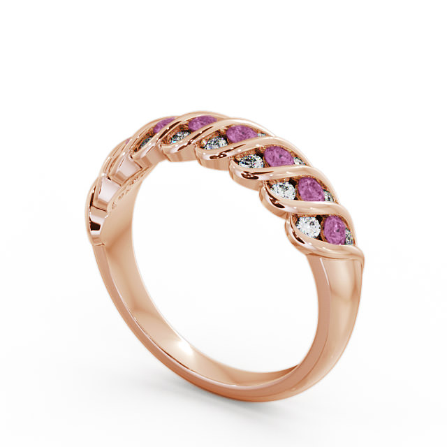 Half Eternity Pink Sapphire and Diamond 0.56ct Ring 18K Rose Gold - Reneta GEM13_RG_PS_SIDE
