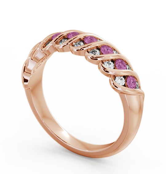 Half Eternity Pink Sapphire and Diamond 0.56ct Ring 9K Rose Gold - Reneta GEM13_RG_PS_THUMB1