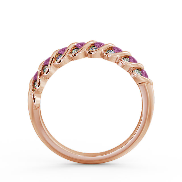 Half Eternity Pink Sapphire and Diamond 0.56ct Ring 18K Rose Gold - Reneta GEM13_RG_PS_UP