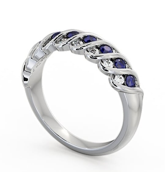 Half Eternity Blue Sapphire and Diamond 0.56ct Ring Palladium - Reneta GEM13_WG_BS_THUMB1