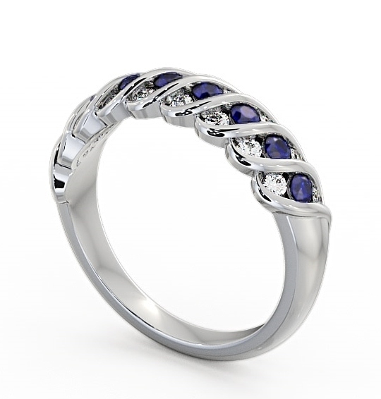 Half Eternity Blue Sapphire and Diamond 0.56ct Ring Palladium GEM13_WG_BS_THUMB1