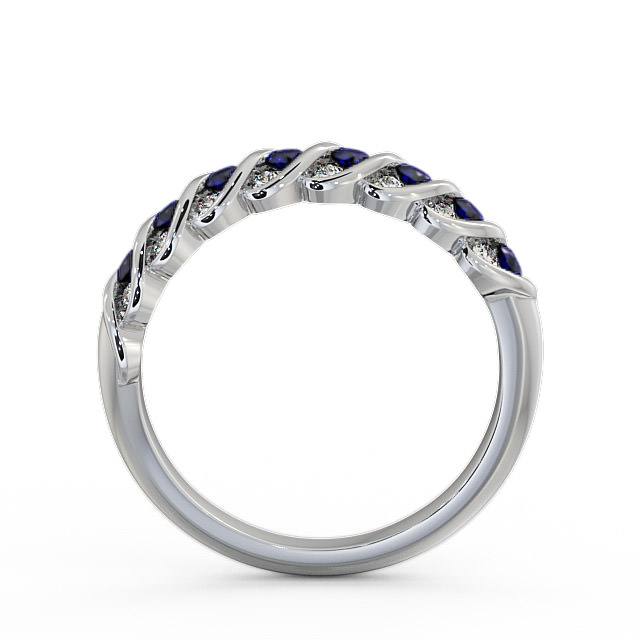 Half Eternity Blue Sapphire and Diamond 0.56ct Ring 9K White Gold - Reneta GEM13_WG_BS_UP
