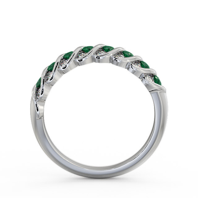 Half Eternity Emerald and Diamond 0.47ct Ring 9K White Gold - Reneta GEM13_WG_EM_UP