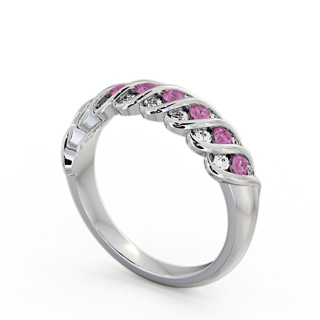 Half Eternity Pink Sapphire and Diamond 0.56ct Ring 18K White Gold - Reneta GEM13_WG_PS_SIDE