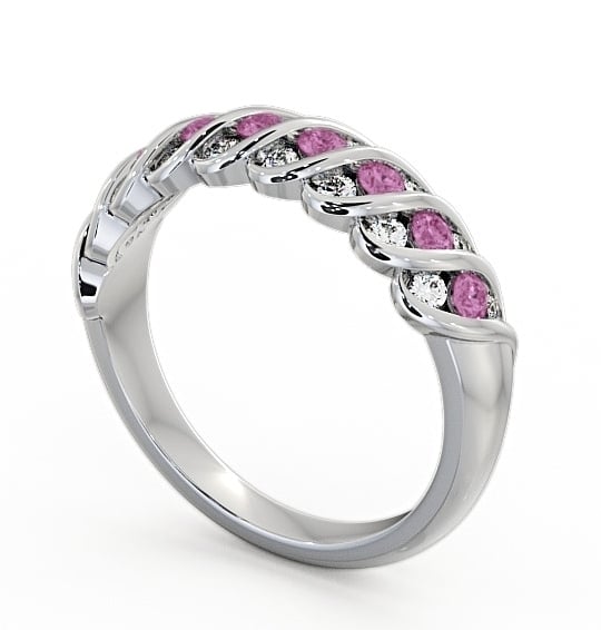  Half Eternity Pink Sapphire and Diamond 0.56ct Ring 9K White Gold - Reneta GEM13_WG_PS_THUMB1 