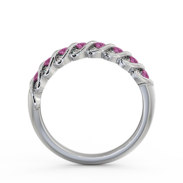Half Eternity Pink Sapphire and Diamond 0.56ct Ring 9K White Gold - Reneta GEM13_WG_PS_UP