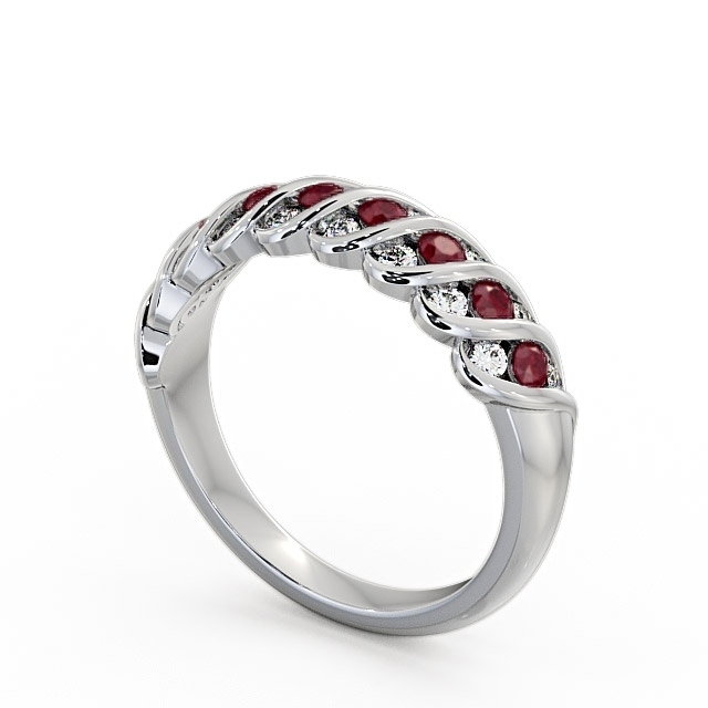 Half Eternity Ruby and Diamond 0.56ct Ring 9K White Gold - Reneta GEM13_WG_RU_SIDE