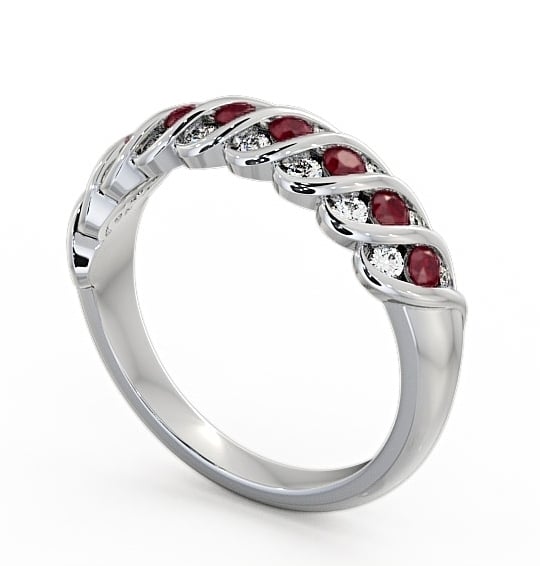 Half Eternity Ruby and Diamond 0.56ct Ring Platinum - Reneta GEM13_WG_RU_THUMB1