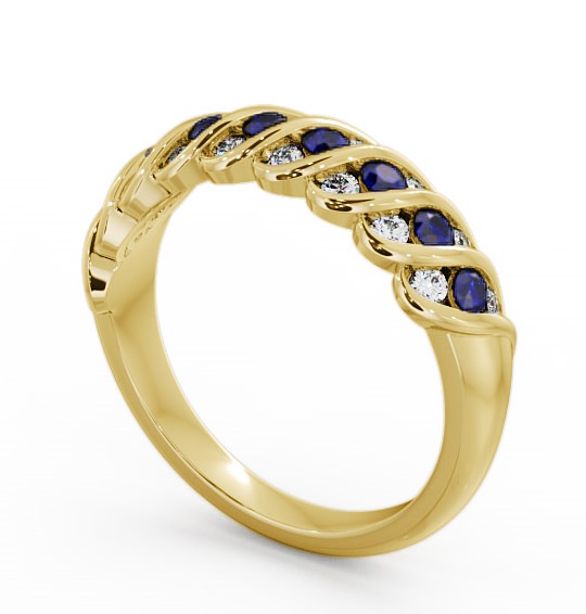 Half Eternity Blue Sapphire and Diamond 0.56ct Ring 18K Yellow Gold - Reneta GEM13_YG_BS_THUMB1