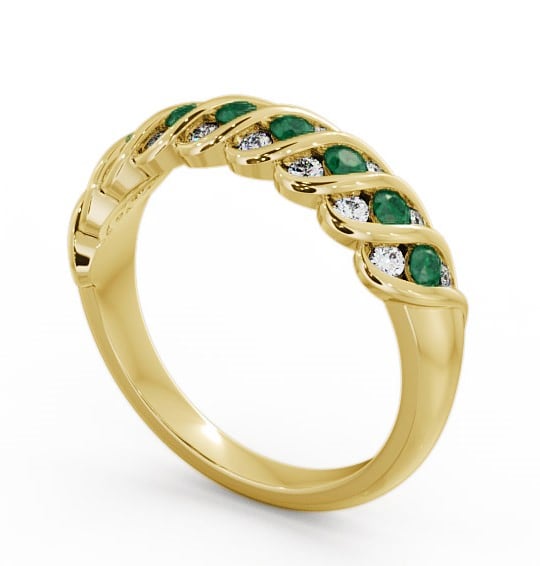  Half Eternity Emerald and Diamond 0.47ct Ring 18K Yellow Gold - Reneta GEM13_YG_EM_THUMB1 