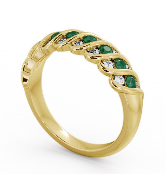 Half Eternity Emerald and Diamond 0.47ct Ring 18K Yellow Gold GEM13_YG_EM_THUMB1