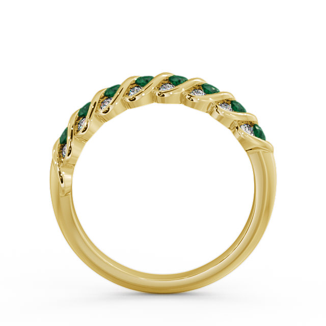 Half Eternity Emerald and Diamond 0.47ct Ring 18K Yellow Gold - Reneta GEM13_YG_EM_UP