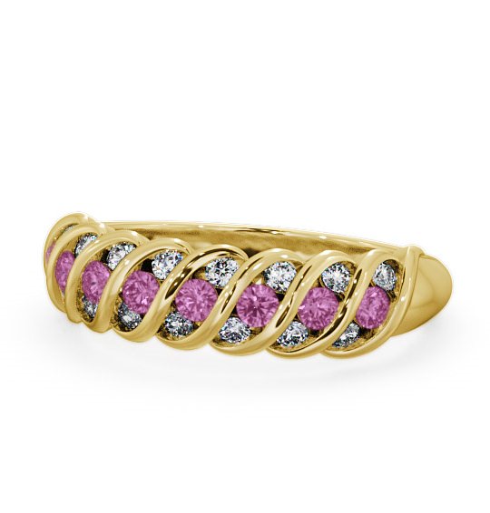  Half Eternity Pink Sapphire and Diamond 0.56ct Ring 18K Yellow Gold - Reneta GEM13_YG_PS_THUMB2 