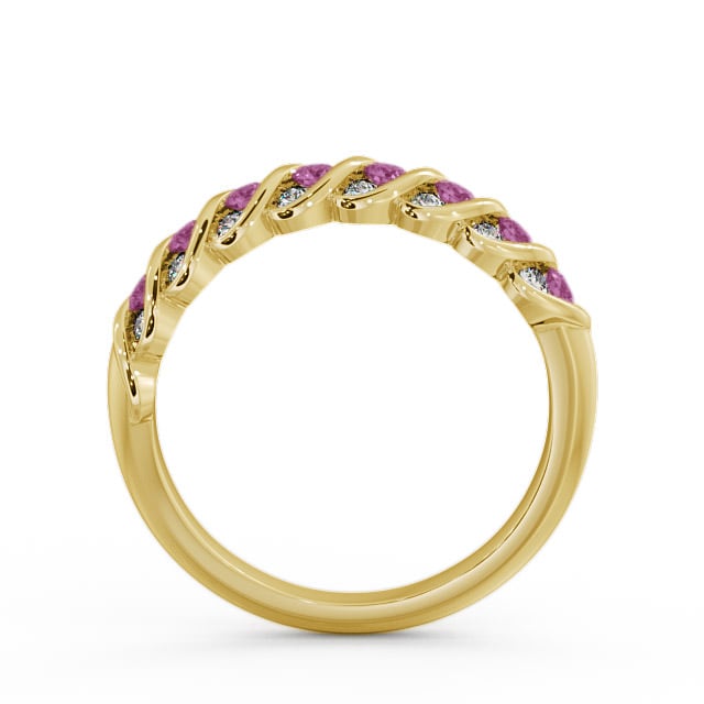 Half Eternity Pink Sapphire and Diamond 0.56ct Ring 18K Yellow Gold - Reneta GEM13_YG_PS_UP