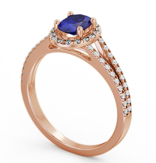 Halo Blue Sapphire and Diamond 0.86ct Ring 18K Rose Gold GEM14_RG_BS_THUMB1