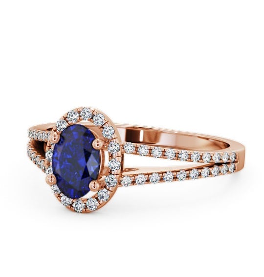 Halo Blue Sapphire and Diamond 0.86ct Ring 18K Rose Gold GEM14_RG_BS_THUMB2 