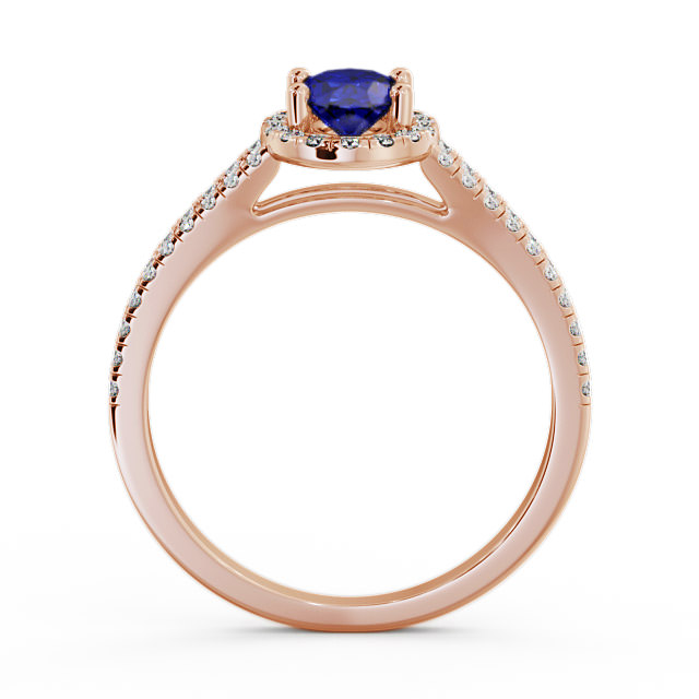 Halo Blue Sapphire and Diamond 0.86ct Ring 18K Rose Gold - Tristan GEM14_RG_BS_UP