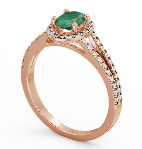 Halo Emerald and Diamond 0.78ct Ring 18K Rose Gold GEM14_RG_EM_THUMB1 