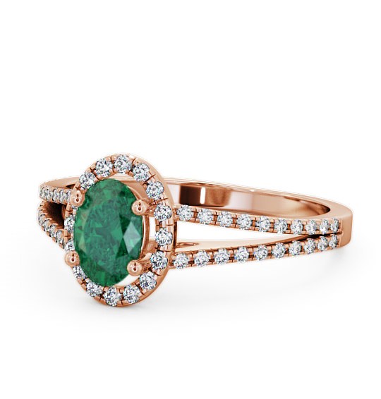  Halo Emerald and Diamond 0.78ct Ring 18K Rose Gold - Tristan GEM14_RG_EM_THUMB2 