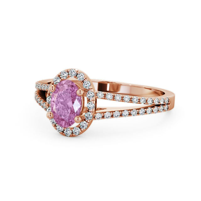 Halo Pink Sapphire and Diamond 0.86ct Ring 9K Rose Gold - Tristan GEM14_RG_PS_FLAT