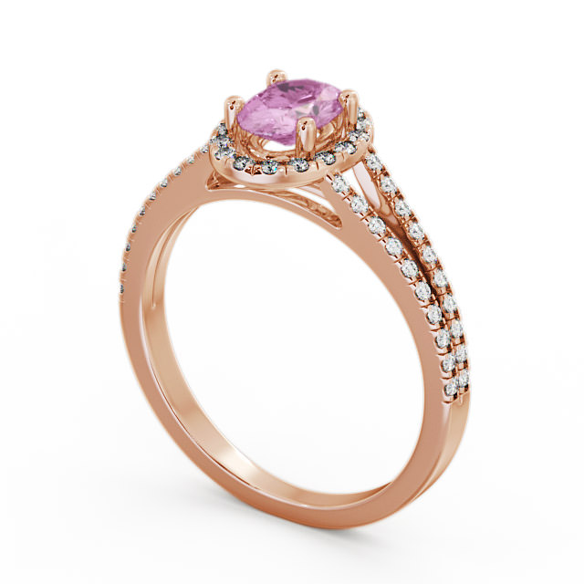 Halo Pink Sapphire and Diamond 0.86ct Ring 9K Rose Gold - Tristan GEM14_RG_PS_SIDE