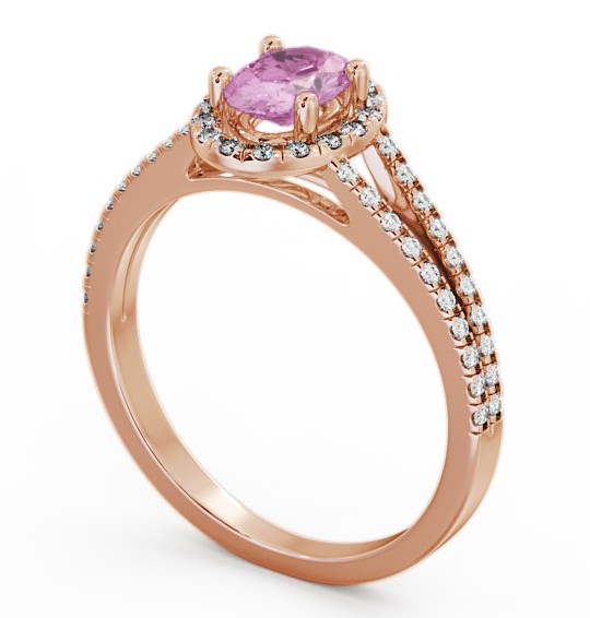 Halo Pink Sapphire and Diamond 0.86ct Ring 18K Rose Gold GEM14_RG_PS_THUMB1