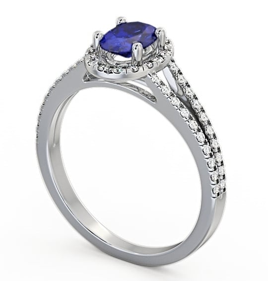 Halo Blue Sapphire and Diamond 0.86ct Ring 18K White Gold GEM14_WG_BS_THUMB1 