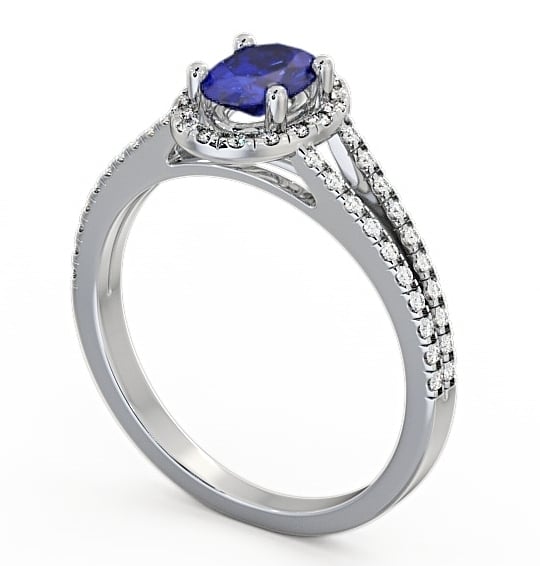 Halo Blue Sapphire and Diamond 0.86ct Ring Platinum GEM14_WG_BS_THUMB1