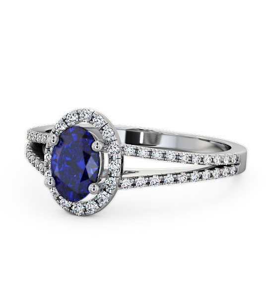 Halo Blue Sapphire and Diamond 0.86ct Ring 9K White Gold GEM14_WG_BS_THUMB2 