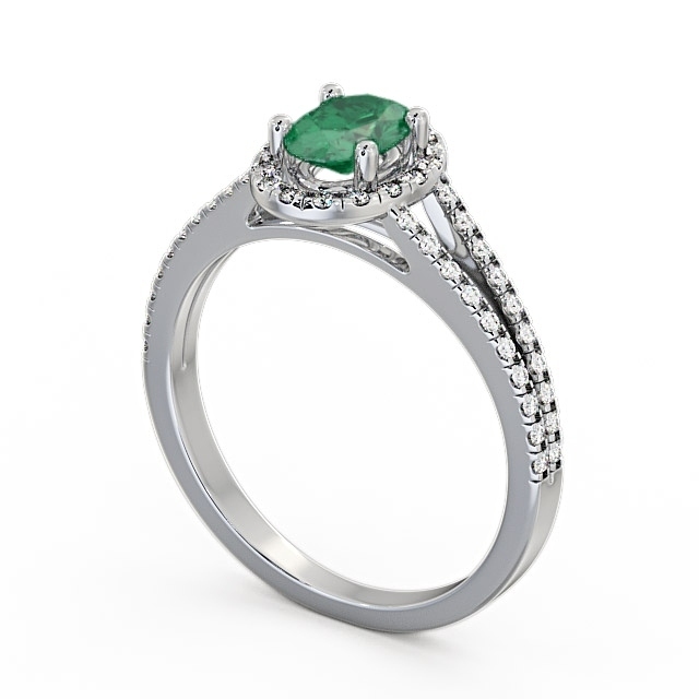 Halo Emerald and Diamond 0.78ct Ring 18K White Gold - Tristan GEM14_WG_EM_SIDE