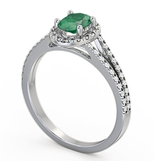 Halo Emerald and Diamond 0.78ct Ring 18K White Gold GEM14_WG_EM_THUMB1 