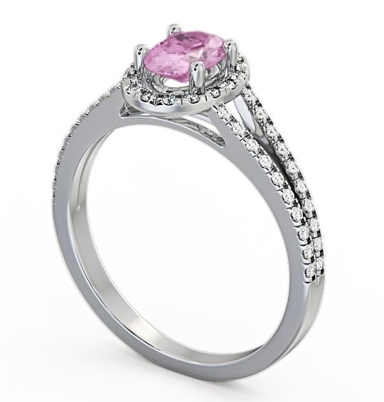 Halo Pink Sapphire and Diamond 0.86ct Ring Platinum GEM14_WG_PS_THUMB1