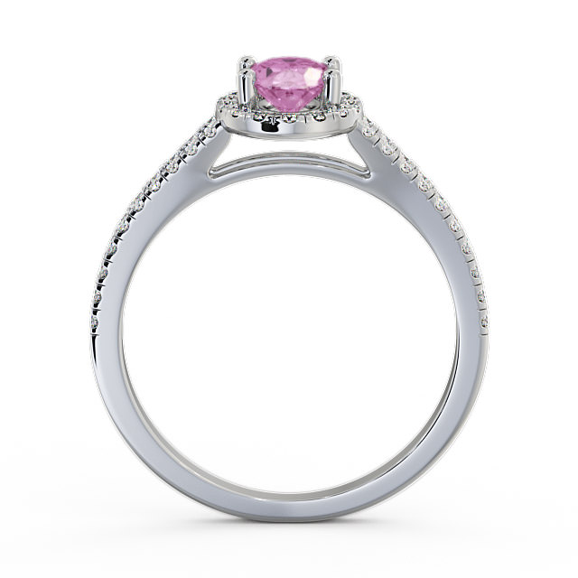 Halo Pink Sapphire and Diamond 0.86ct Ring 9K White Gold - Tristan GEM14_WG_PS_UP