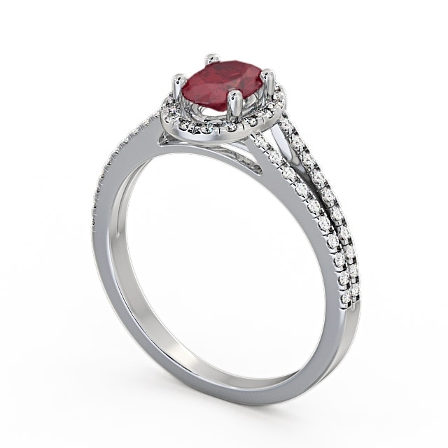 Halo Ruby and Diamond 0.86ct Ring 18K White Gold - Tristan