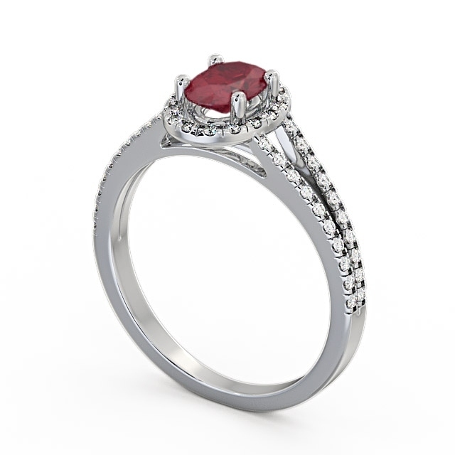 Halo Ruby and Diamond 0.86ct Ring 9K White Gold - Tristan GEM14_WG_RU_SIDE