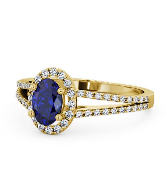 Halo Blue Sapphire and Diamond 0.86ct Ring 18K Yellow Gold GEM14_YG_BS_THUMB2 