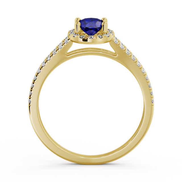 Halo Blue Sapphire and Diamond 0.86ct Ring 9K Yellow Gold - Tristan GEM14_YG_BS_UP