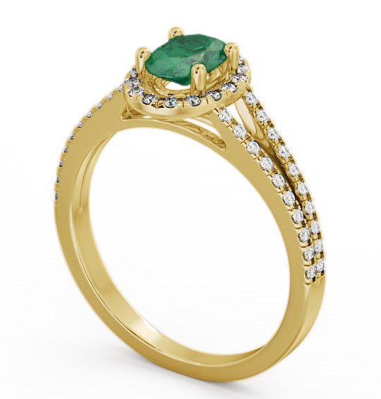 Halo Emerald and Diamond 0.78ct Ring 9K Yellow Gold - Tristan GEM14_YG_EM_THUMB1