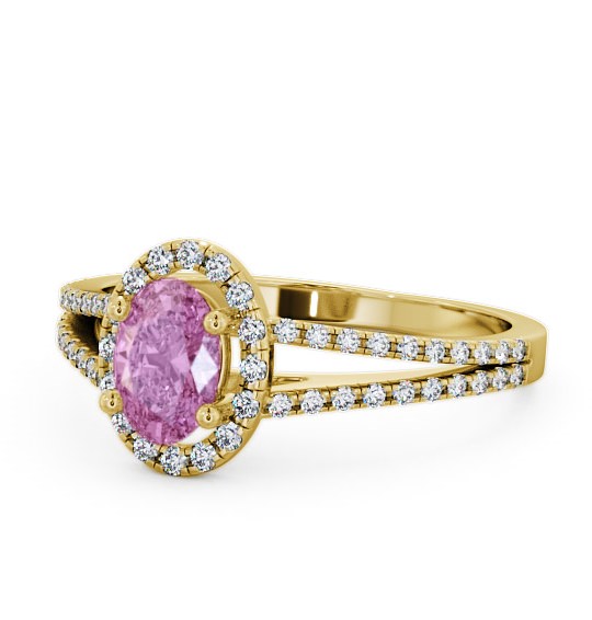  Halo Pink Sapphire and Diamond 0.86ct Ring 9K Yellow Gold - Tristan GEM14_YG_PS_THUMB2 