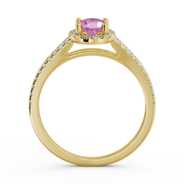 Halo Pink Sapphire and Diamond 0.86ct Ring 9K Yellow Gold - Tristan GEM14_YG_PS_UP