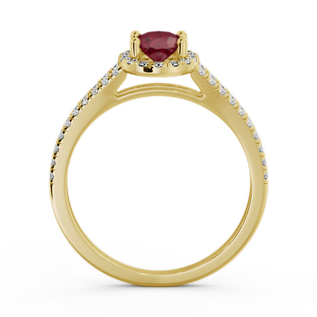 Halo Ruby and Diamond 0.86ct Ring 9K Yellow Gold - Tristan GEM14_YG_RU_UP