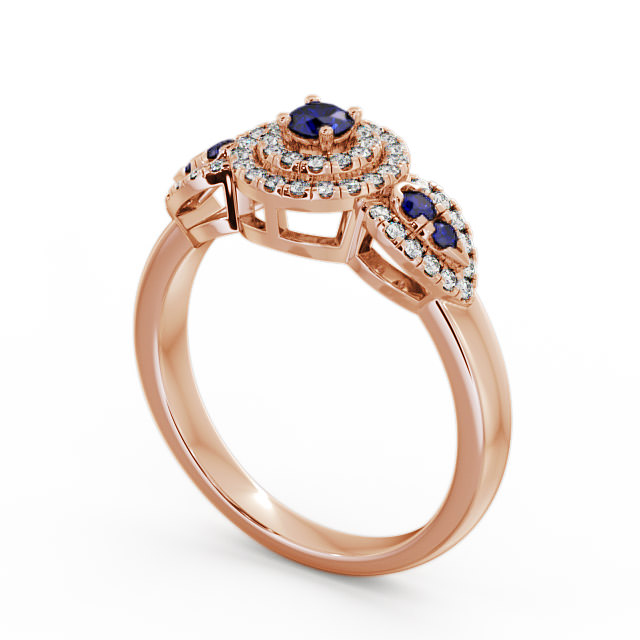 Cluster Blue Sapphire and Diamond 0.50ct Ring 9K Rose Gold - Camila GEM15_RG_BS_SIDE