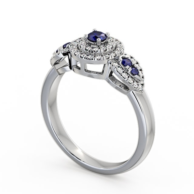Cluster Blue Sapphire and Diamond 0.50ct Ring 18K White Gold - Camila