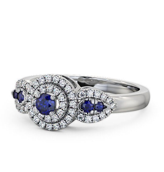  Cluster Blue Sapphire and Diamond 0.50ct Ring 9K White Gold - Camila GEM15_WG_BS_THUMB2 