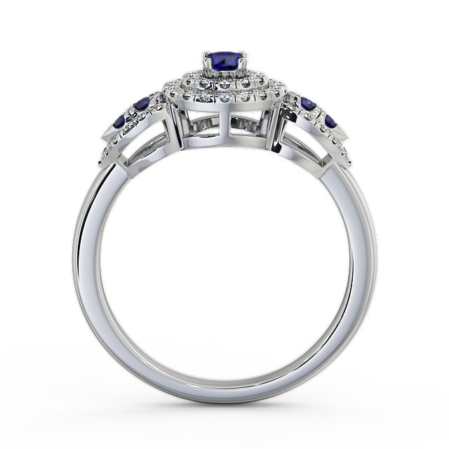 Cluster Blue Sapphire and Diamond 0.50ct Ring 9K White Gold - Camila GEM15_WG_BS_UP